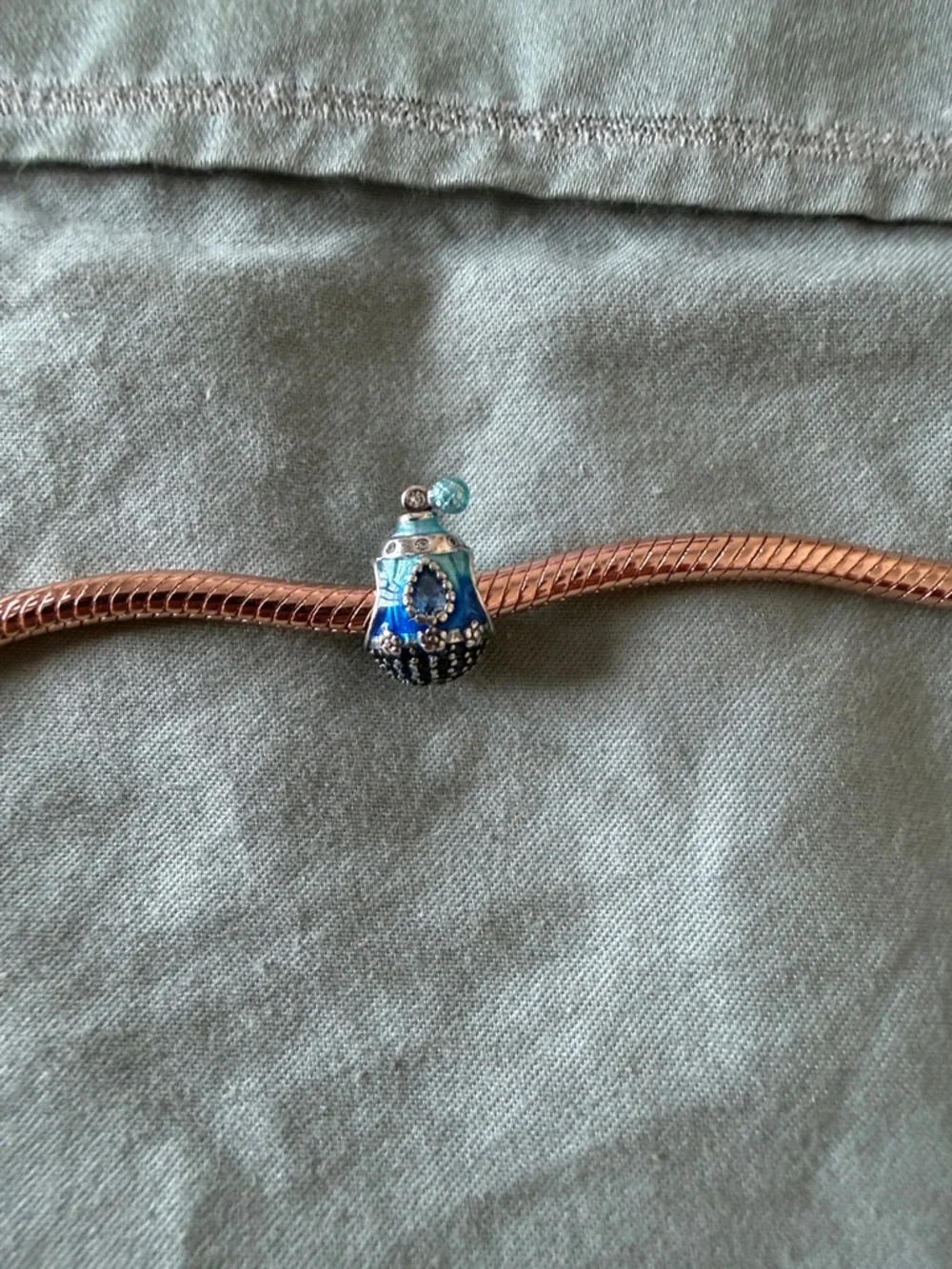 Silver & Blue Fancy Perfume Bottle Charm - Picture 2 of 4